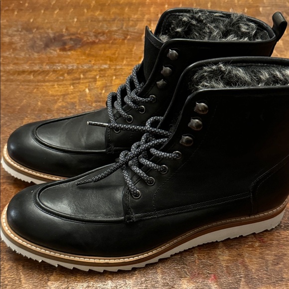 NEW Conditin, Vintage Foundry Co. ,Men's Black Leather Boots with Fur Lining - Picture 1 of 7